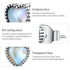 925 Sterling Silver Glass Heart Mini Stud Earrings