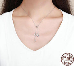 925 Sterling Silver Key of Heart Lock Pendant Necklace