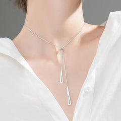 925 Sterling Silver Long Necklaces Stainless Steel Classic Triangle