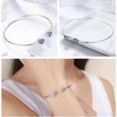 925 Sterling Silver Lucky Blue Eyes Bangle & Bracelet