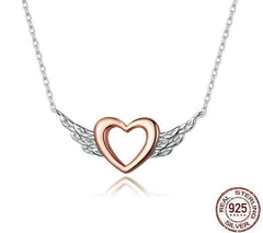 925 Sterling Silver Necklaces Heart with Wings
