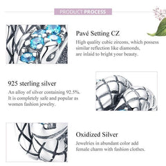 925 Sterling Silver Pendent Blue Snake