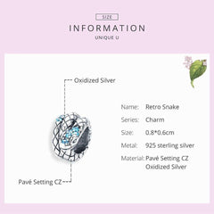 925 Sterling Silver Pendent Blue Snake