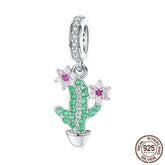 925 Sterling Silver Pendent Crystal Cactus