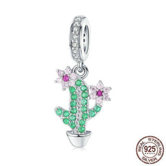 925 Sterling Silver Pendent Crystal Cactus