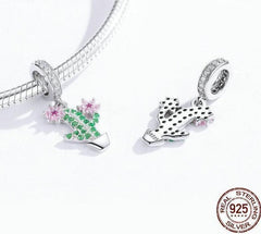 925 Sterling Silver Pendent Crystal Cactus
