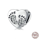 925 Sterling Silver Pendent Footprints Heart