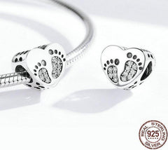 925 Sterling Silver Pendent Footprints Heart