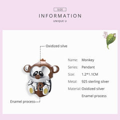 925 Sterling Silver Pendent Lovely Monkey