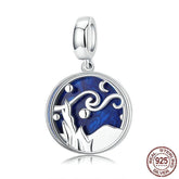 925 Sterling Silver Pendent Night Blue Starry Sky
