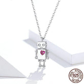 925 Sterling Silver Robot Lover Necklaces