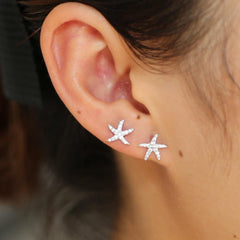 925 Sterling Silver Sea Star Stud Earrings