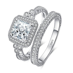 925 Sterling Silver Simulated Diamond Finger Rings Set