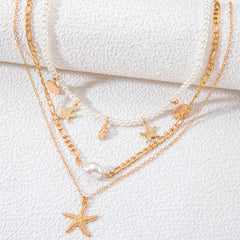 Starfish Shell Multi-layered Necklace