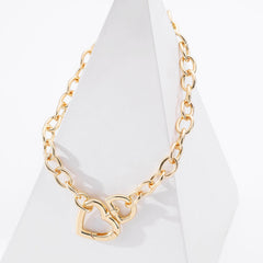 New gold thick chain necklace love pendant collarbone chain