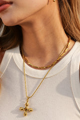 Stainless Steel Tiger Eye Cross Pendant Necklace