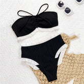 Black Bandeau High Waist Bikinis Sets