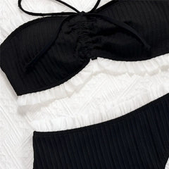 Black Bandeau High Waist Bikinis Sets