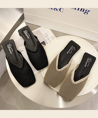 Black Hollow Out Breathable Mesh New Slide Sandals