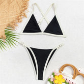 Black Micro Thong Triangle Bikinis Sets