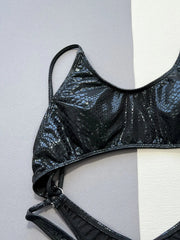 Black Shiny One Piece Swimsuit