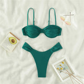 Black Thong Micro Bikini Push Up Swimsuit Underwired Solid Ladies Swimwear Bikinis Sets