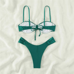 Black Thong Micro Bikini Push Up Swimsuit Underwired Solid Ladies Swimwear Bikinis Sets