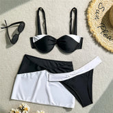 Black White Patchwork Swimwear Push Up Bikinis Sets