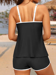 Black White Patchwork Tankini Set
