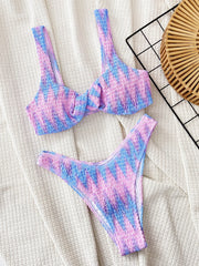 Blue Pink Tie Dye Printed Swimsuit