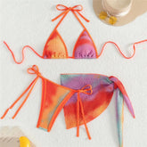 Color Fishing Net Swimwears Cover Up Halter String Triangle Bikinis Sets