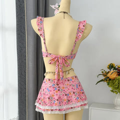Cute Floral Print Bikini Set