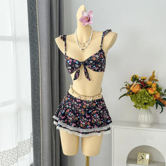 Cute Floral Print Bikini Set