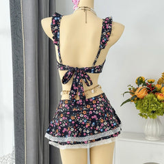 Cute Floral Print Bikini Set