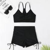Drawstring Bottom Swimwear Purple Bikinis Sets
