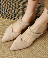 Black Pointed Toe Chunky Heel Slide Sandals