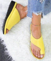 Yellow Faux Leather Splicing Peep Toe Slide Sandals