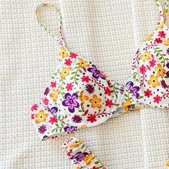 Floral Print Swimwear Push Up Bikini Set