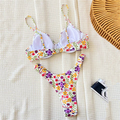 Floral Print Swimwear Push Up Bikini Set
