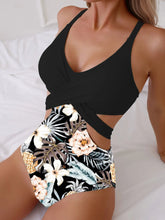 Flower Print Green One Piece Swimsuit