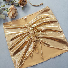 Gold Micro Thong String 3 Piece Bikini Set