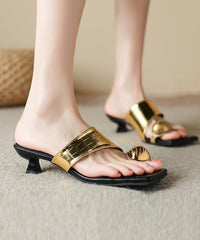 Gold Splicing Stiletto Heels Slide Sandals