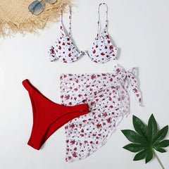 Green Print Push Up Swimsuits Push Up Bikinis Set