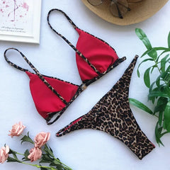 High Cut Micro Bikini Brown Leopard Bandage Push Up Bra Swimsuit Bathing Suit Padded Thong Swimwear Biquini 2026