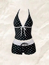 Kawaii Pink Dot Bikini Shorts Bowknot Halter Backless Swimsuit Deep V Swimwear Bikinis and Tankinis Vacation Outfit Sets