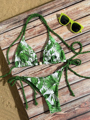 Leaves Print Bikinis Set