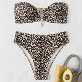 Leopard Print Swimwear Bandeau Bikinis Sets
