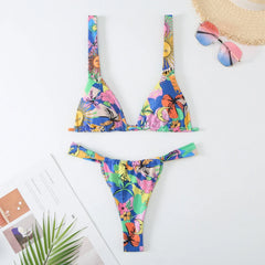 Lovely Flower Print Bikini Set