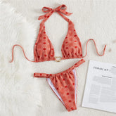 Metal Ring Halter Micro Thong Bikinis Sets
