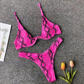 Micro Bikini Swimwear Yellow Leopard Snakeskin Print Underwire Swimsuit Beach Bathing Suit String Thong Bikini